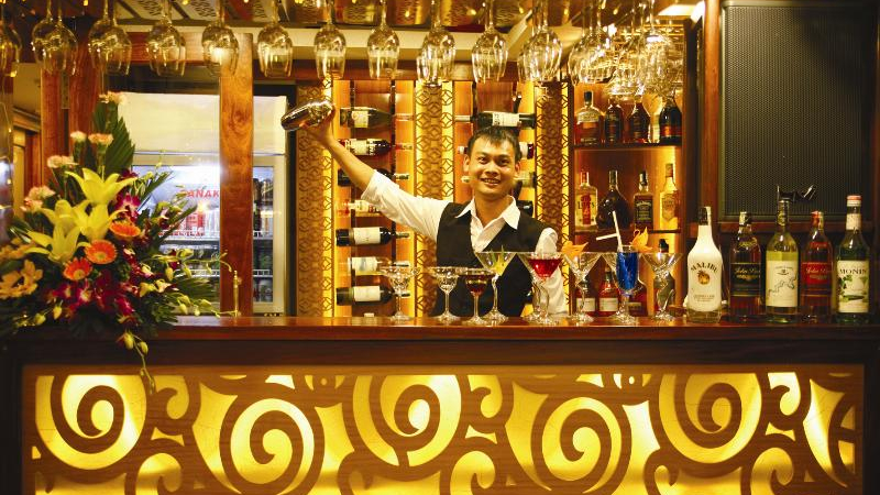 Golden Bar with friendly cruise's bartender