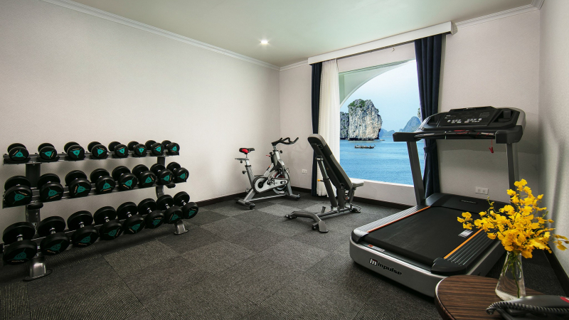 Gym with stunning views over Halong Bay