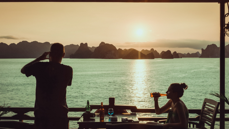 Halong Bay sunset from sundeck view