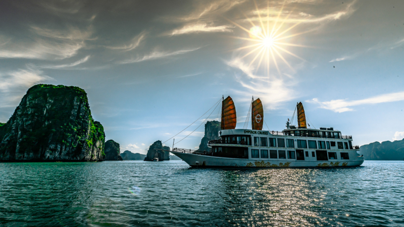 Emperor Cruises in Halong Bay sunset