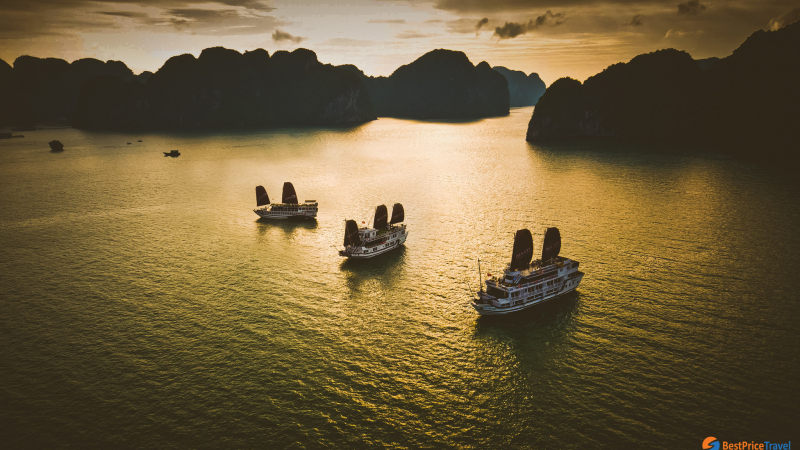Aclass Cruises in Halong Bay sunset
