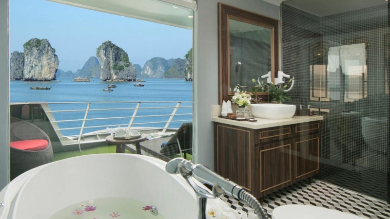 Pretty Halong Bay view from bathroom