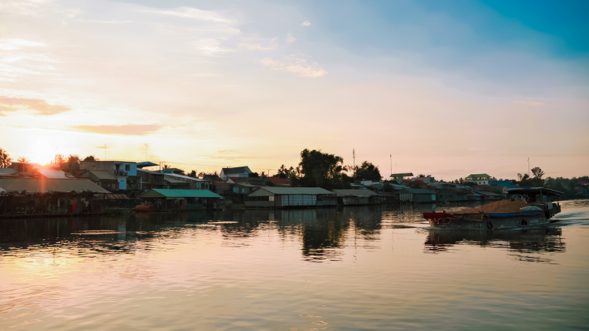 Romantic Mekong Delta in Sunset
