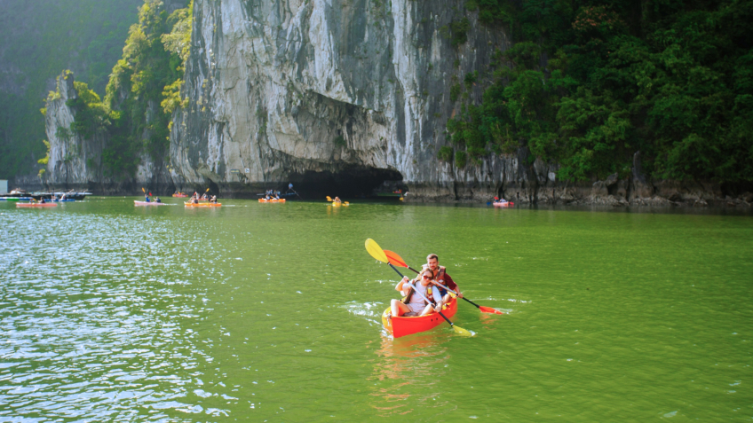 Kayaking to explore the Stunning bay