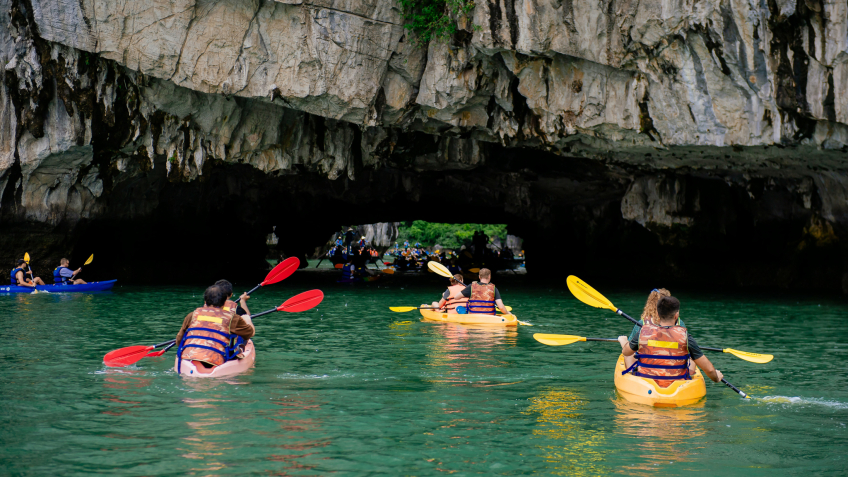 Kayak through a famous Luon Cave