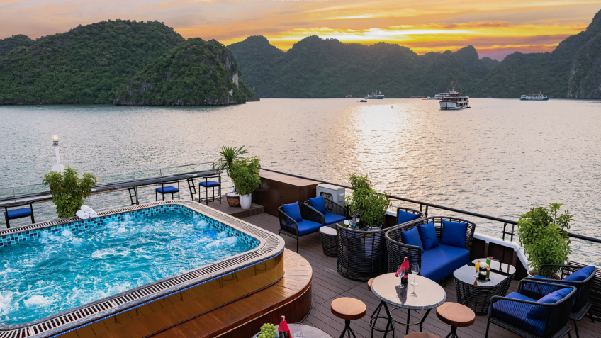 Picture-perfect Halong Bay from Top Deck