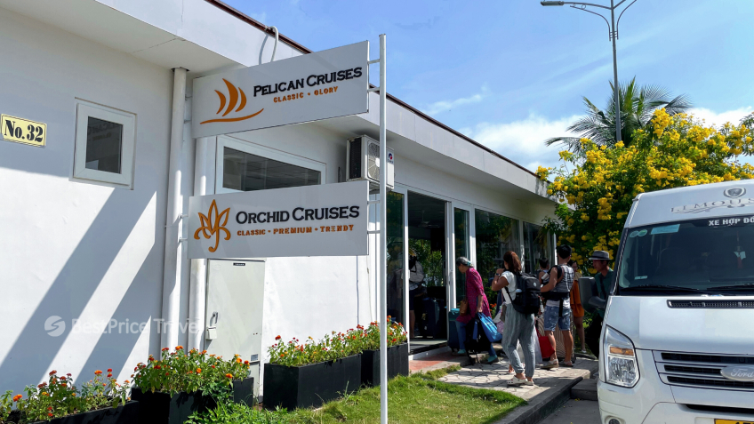 Orchid Cruises' waiting lounge at Tuan Chau Harbor