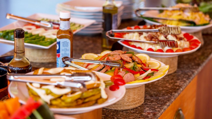 Buffet Line With Various Cuisine