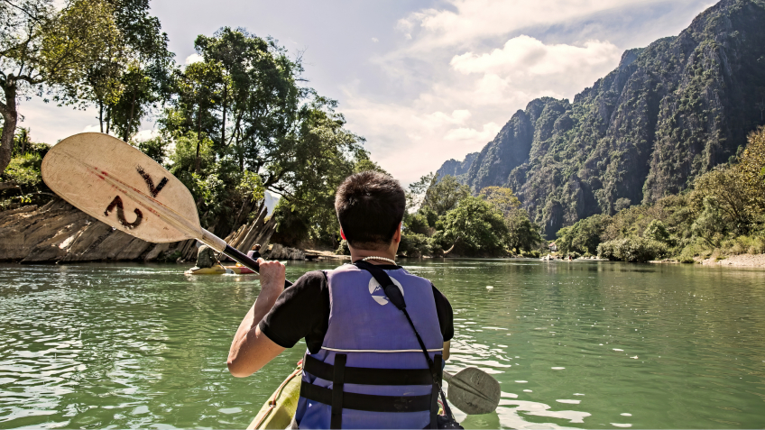 Kayak in scenic riverways of Nam Ou