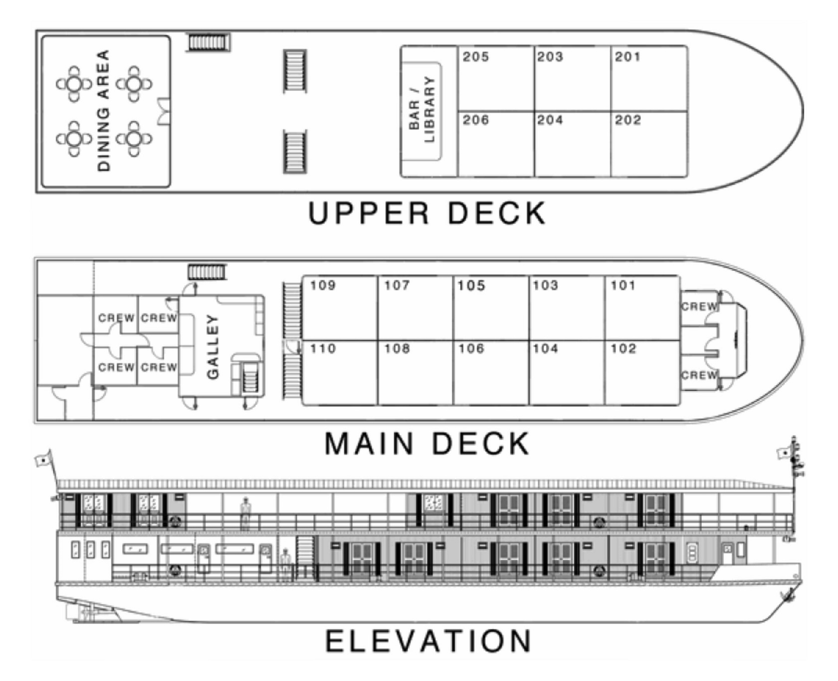 Pandaw Halong Cruise Deck Plan
