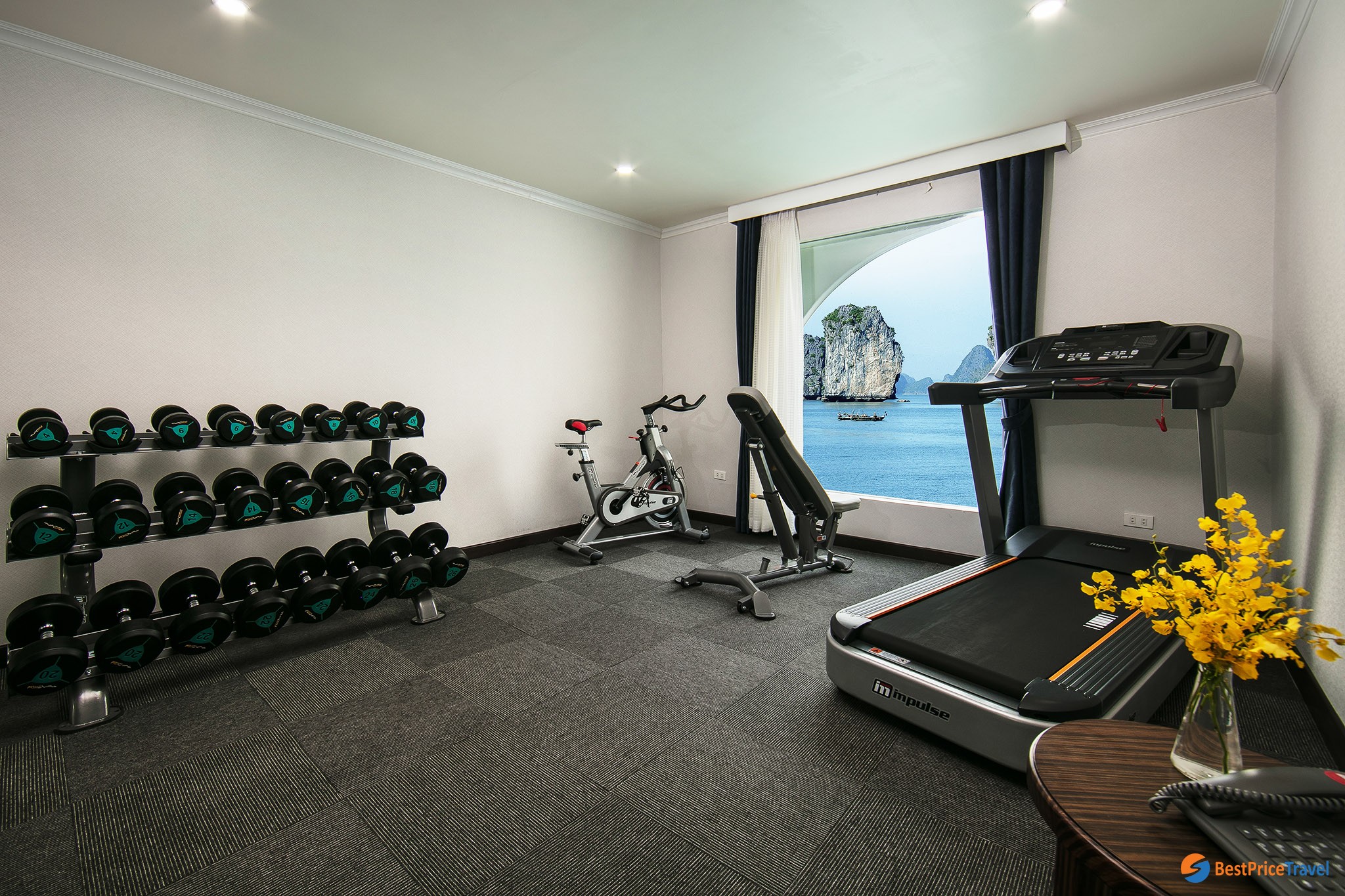 Gym with stunning views over Halong Bay