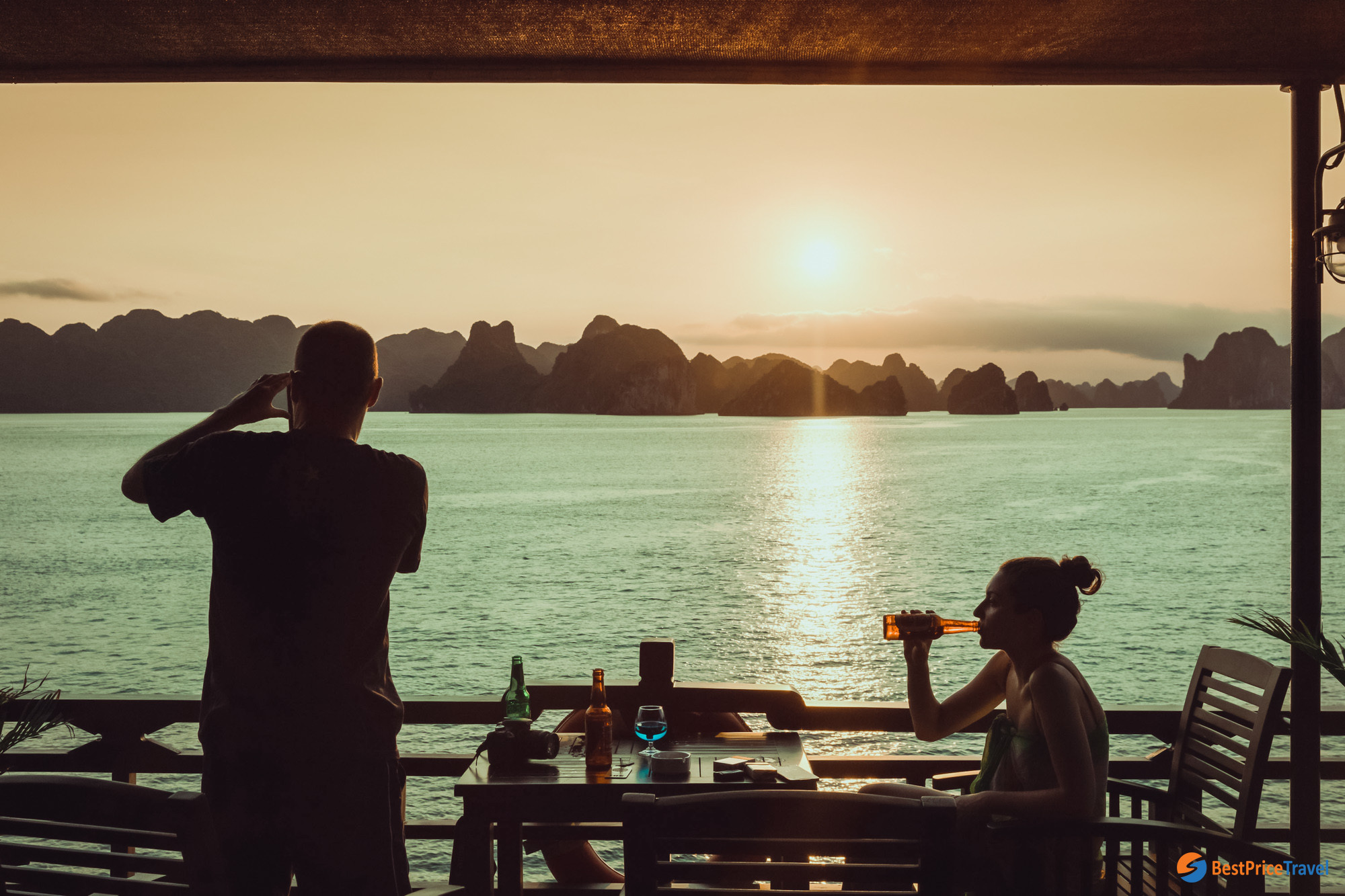Halong Bay sunset from sundeck view