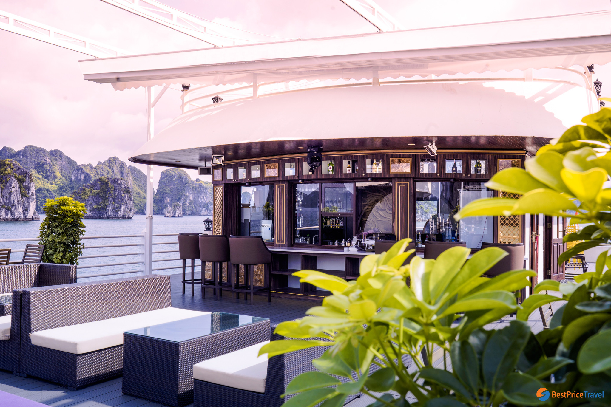 Elegant sundeck bar on Athena Luxury