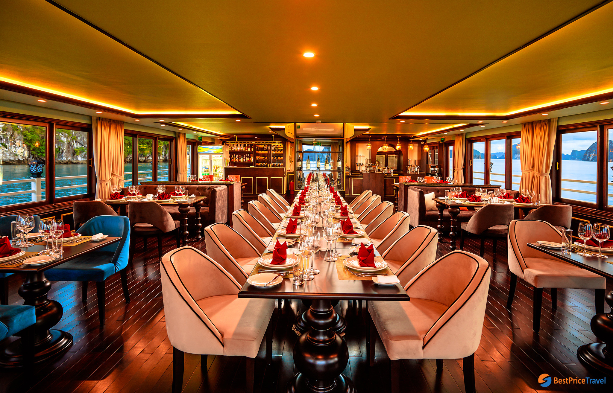 Spacious dining area at Athena Luxury restaurant