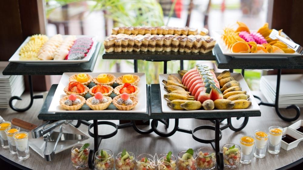 Appetizing buffet dishes