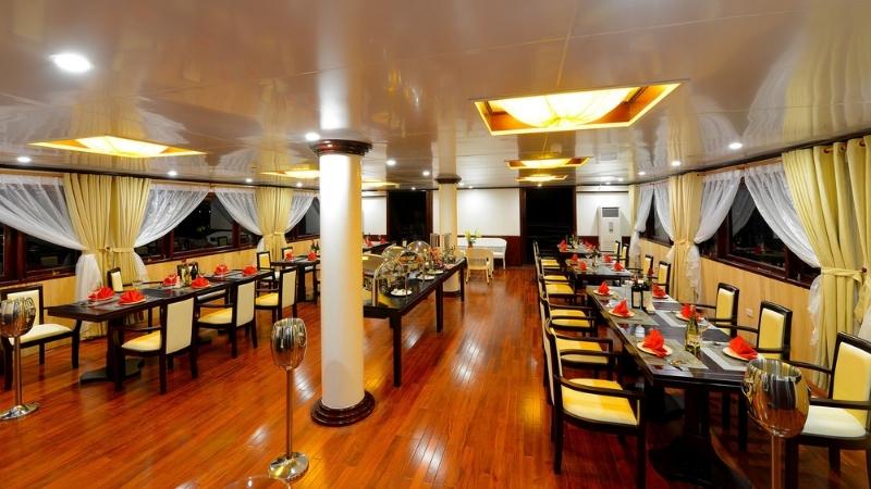 Spacious dining hall onboard