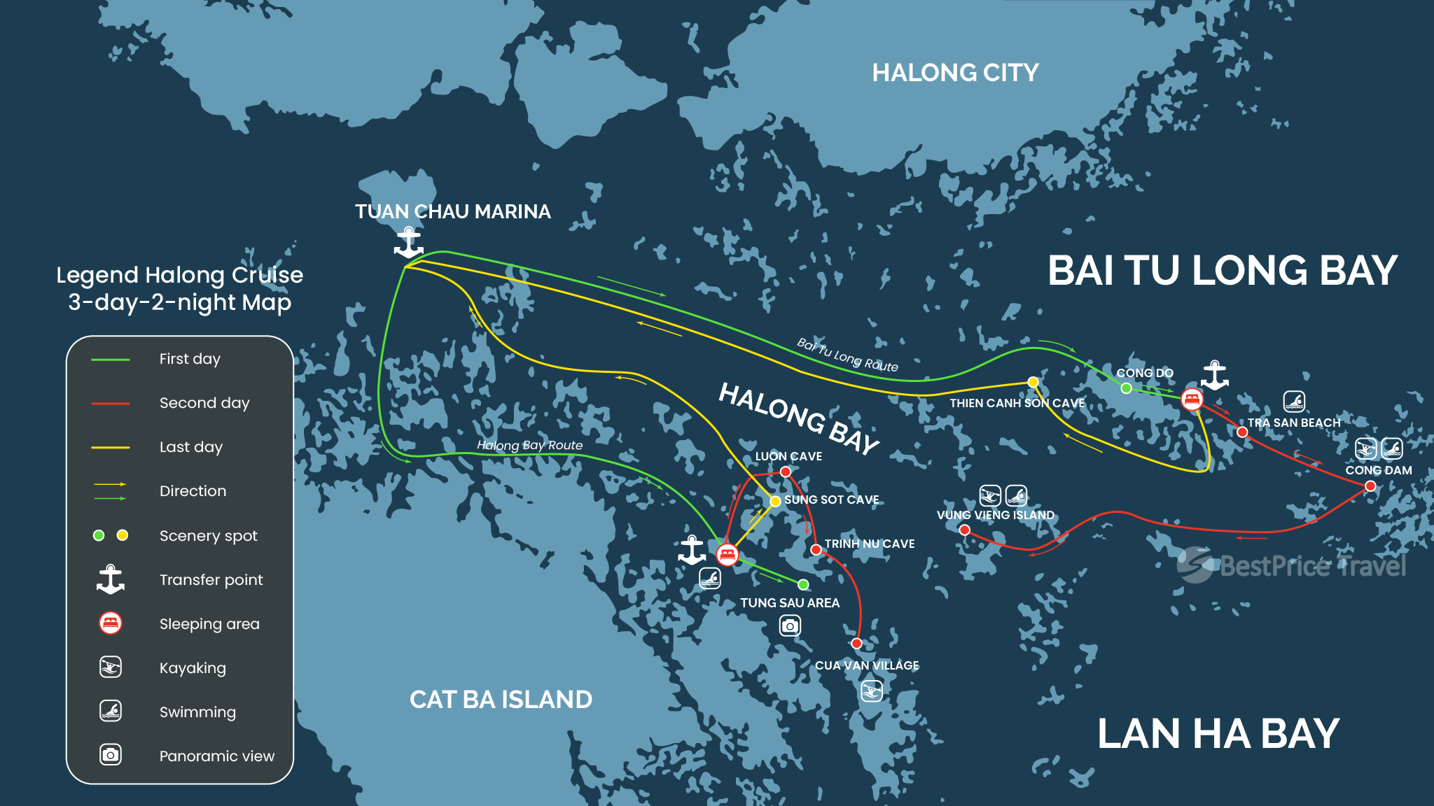 Legend Halong Cruise Map 3 days 2 nights