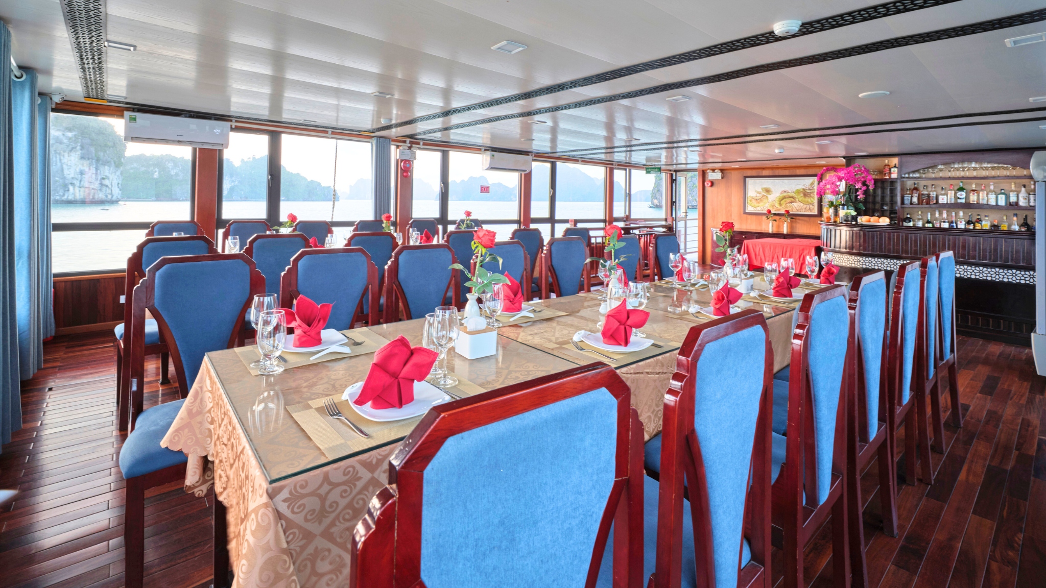 The Dining area and Bar on board