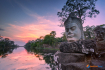 Sculpture Outside South Gate Of Angkor Thom At Sunset