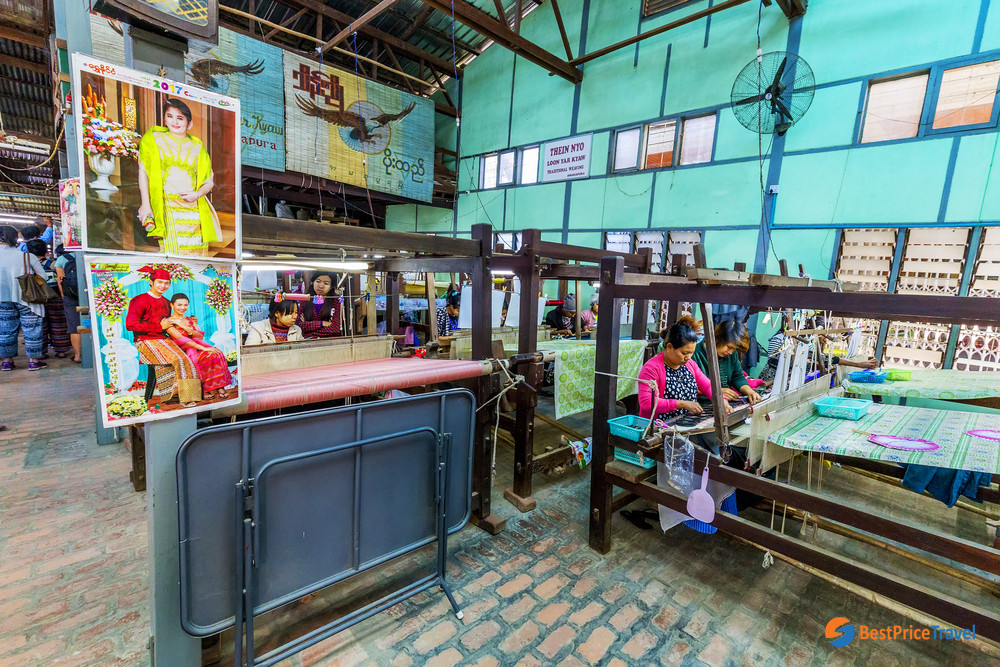 Thein Nyo silk weaving factory in Amarapura