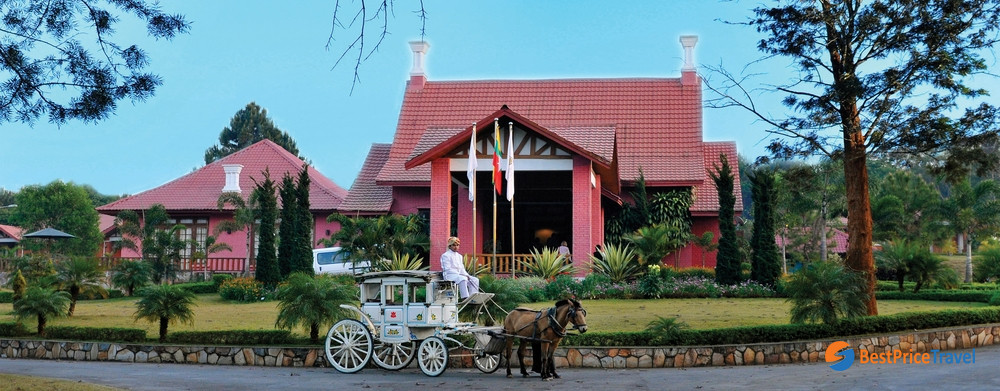 The colonial architecture in the town Pyin Oo Lwin