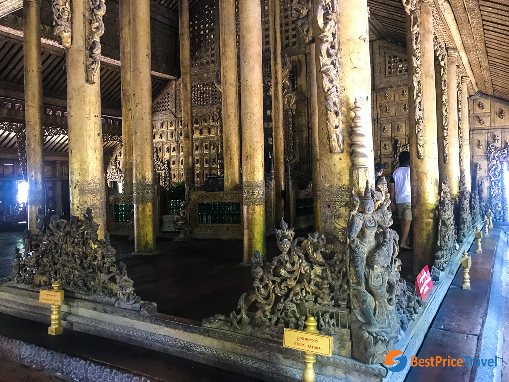 The interior of Shwenandaw Kyaung
