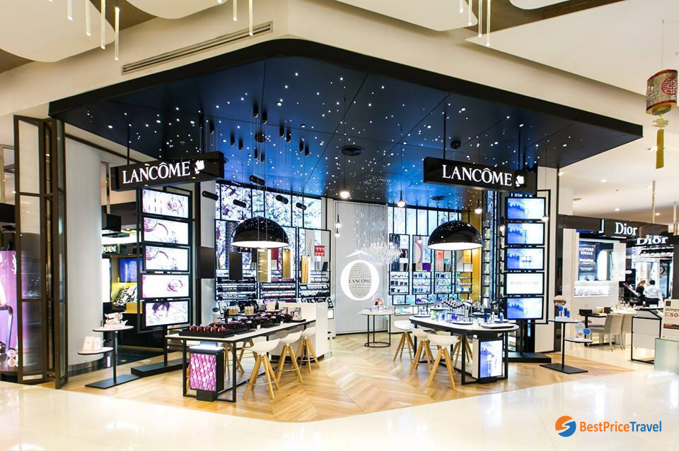Numerous brands of beauty cosmetics are sold at Siam Paragon