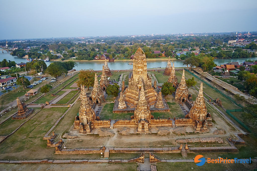 Aerial view of Wat Chaiwattanaram