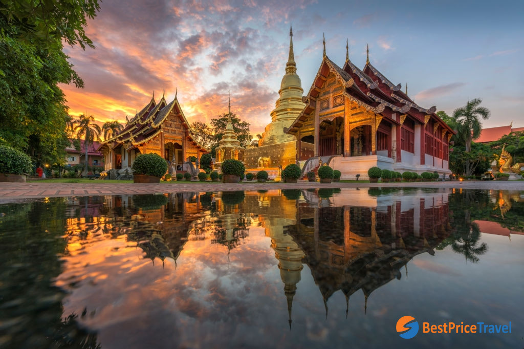 Wat Phra Singh features classical Lana architecture in Thailand