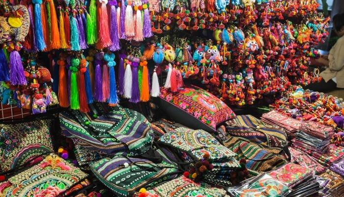 Colourful Items At Night Bazaar