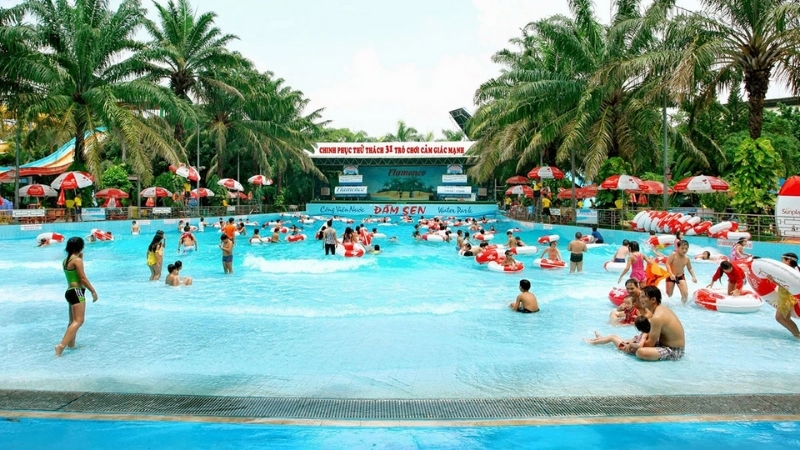 Swim and relax at the swimming pool area