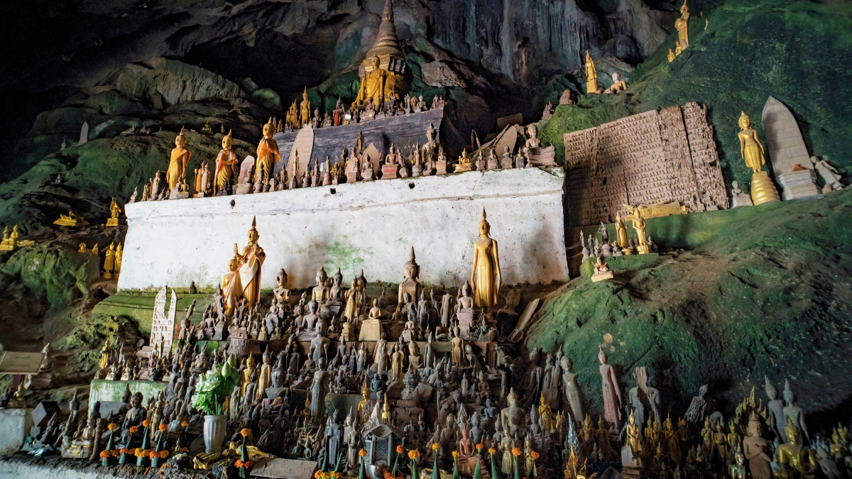 Thousands Of Buddha Sculptures On The Pak Ou Cave
