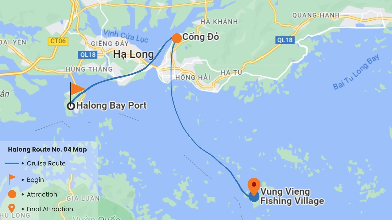Halong Bay Route 4 Cruise Map