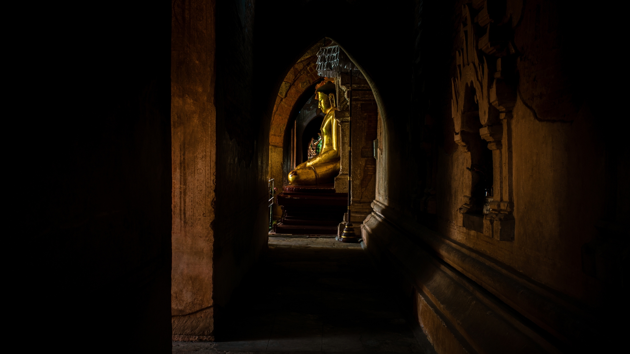 Isolated Golden Buddha In Each Floor