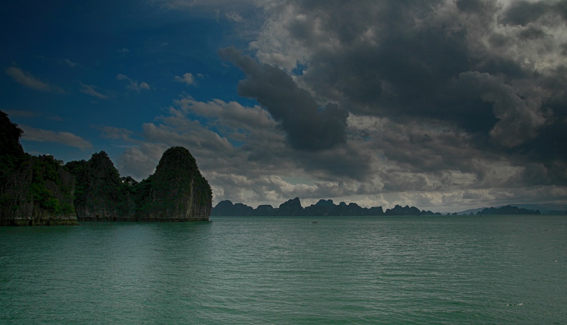 Tropical storm in Halong Bay
