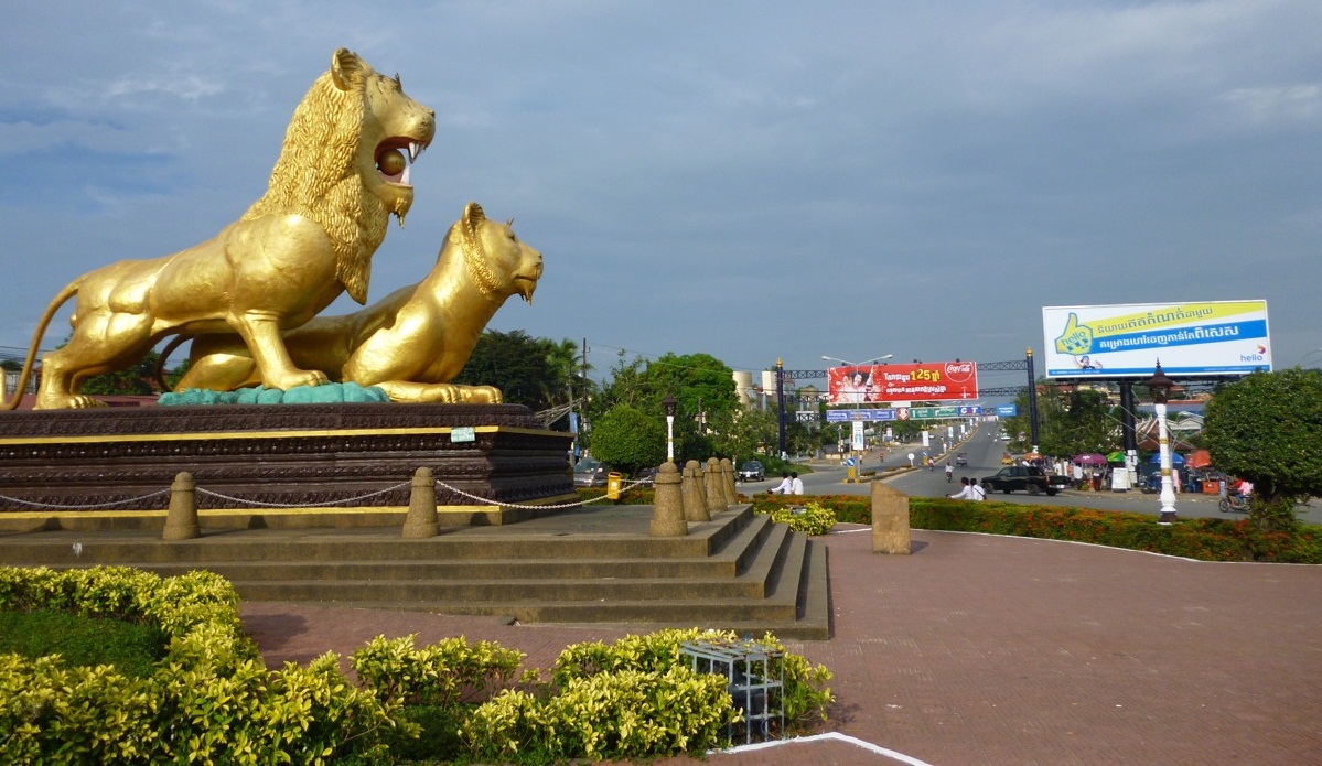 Golden Lion Traffic Circle In Sihanoukville