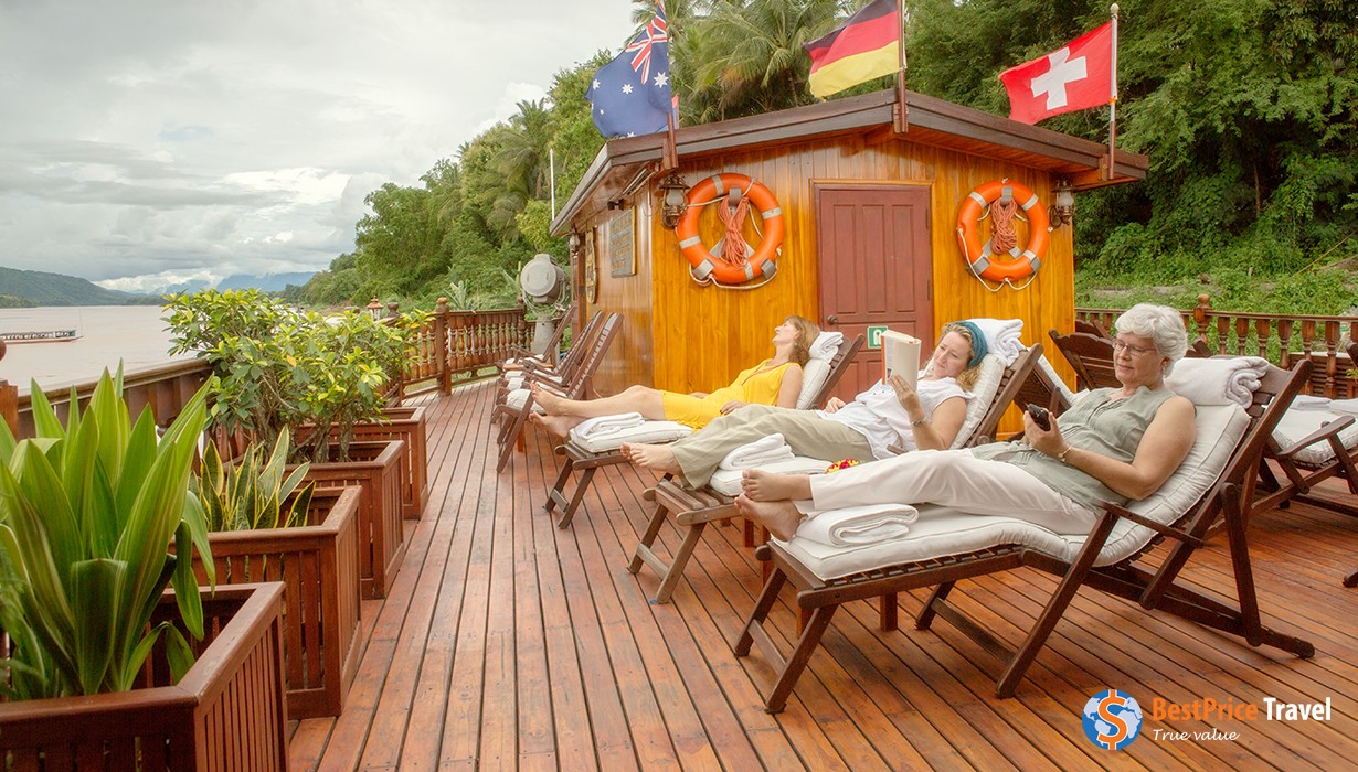 Lazing along the river from the comfort of a luxury cruise would be the most comfortable way to enjoy the Mekong
