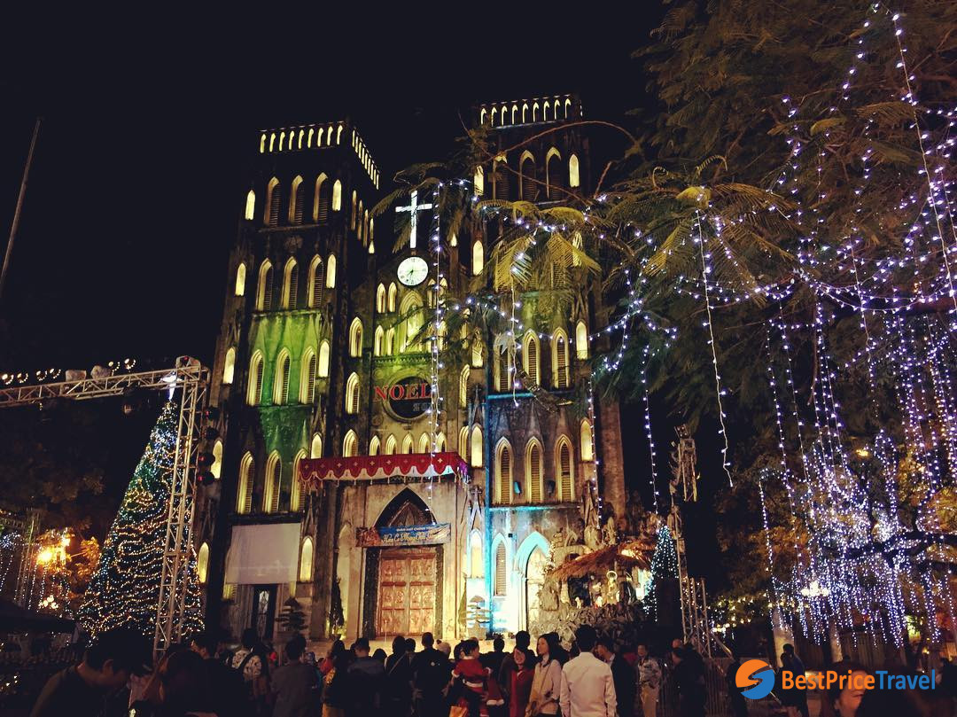 St. Joseph's Cathedral in Hanoi on Christmas Tree
