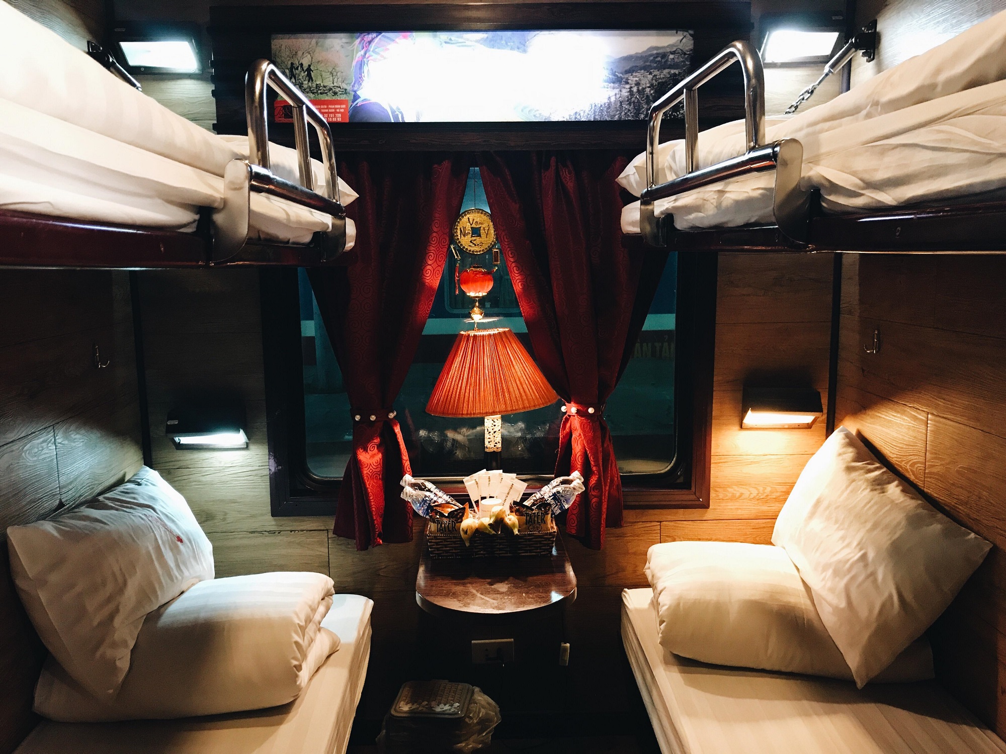 4 Berth sleeper cabin on train from Ho Chi Minh to Halong Bay