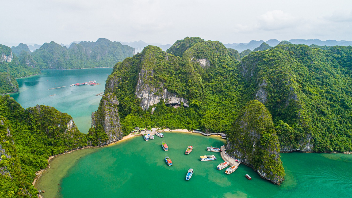an overview of halong bay scenery from above