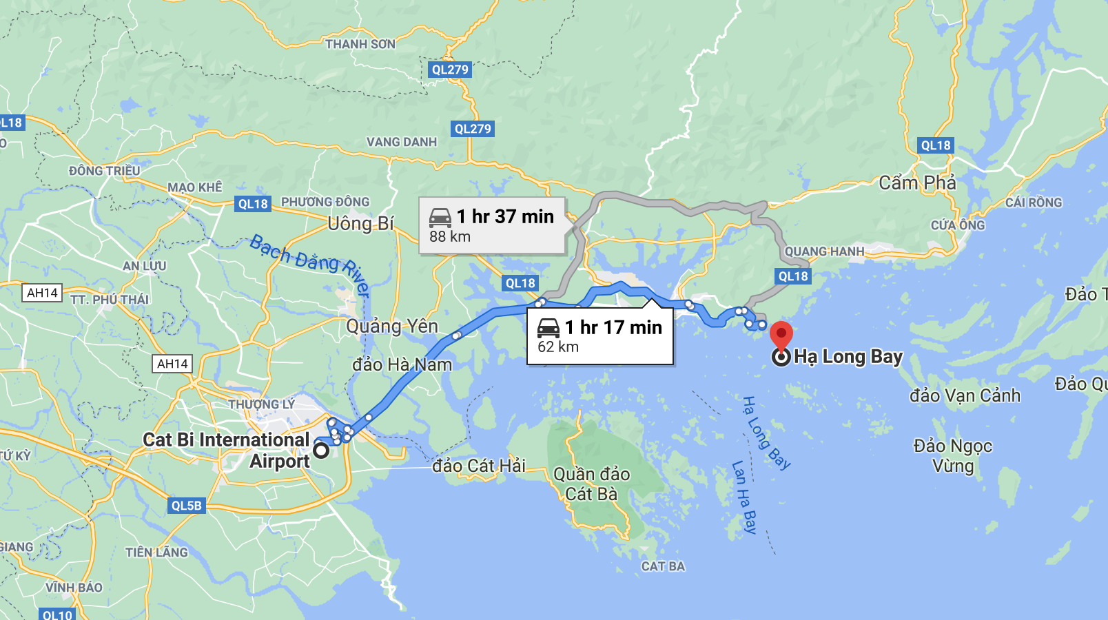 Hai Phong airport to Halong Bay 