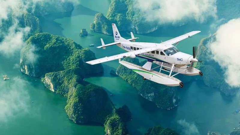 Seaplane from Hanoi airport to Halong Bay