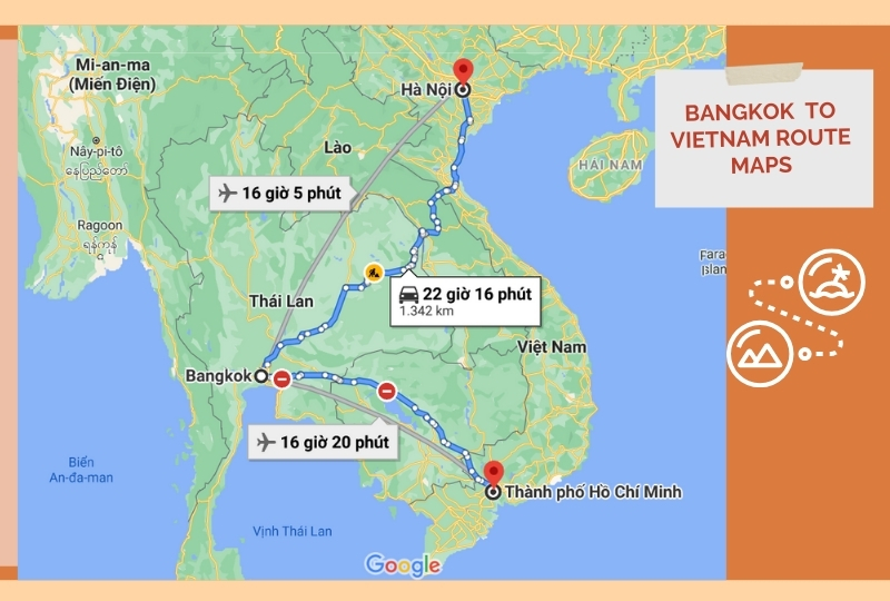 Bangkok to Vietnam route maps