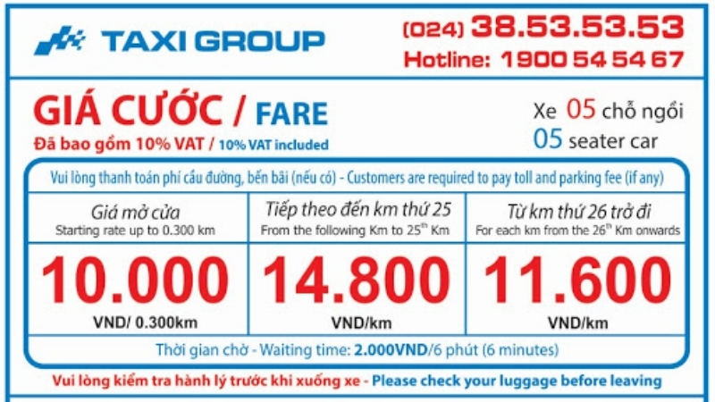 Hanoi airport taxi fare