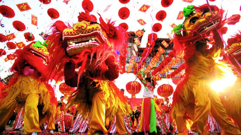 Vietnamese Lion Dance on New Year - Hanoi weather January
