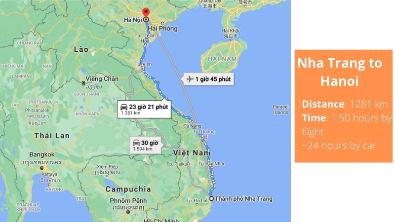Distance from Nha Trang to Hanoi