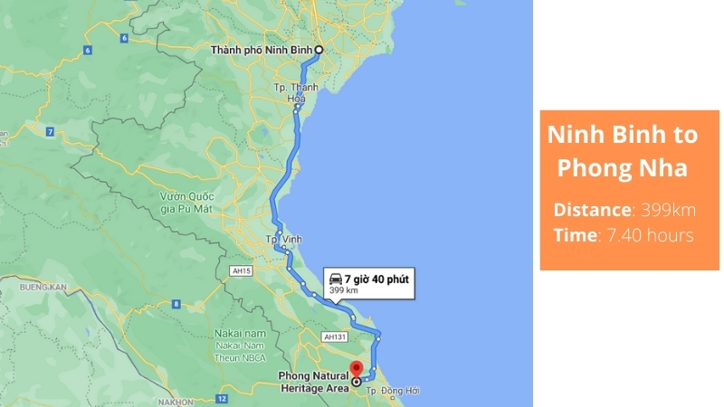 Ninh Binh to Phong Nha Distance