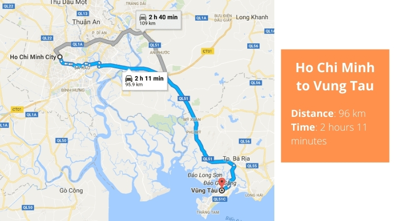 Ho Chi Minh to Vung Tau maps