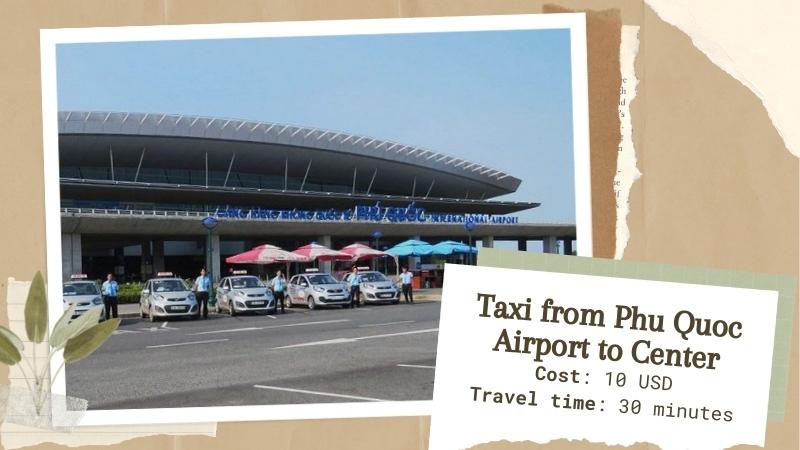 Phu Quoc airport to center by taxi