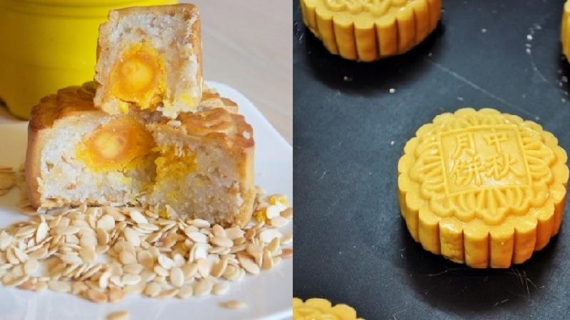 A mixed combination of coconut filling in Vietnamese mooncakes flavors